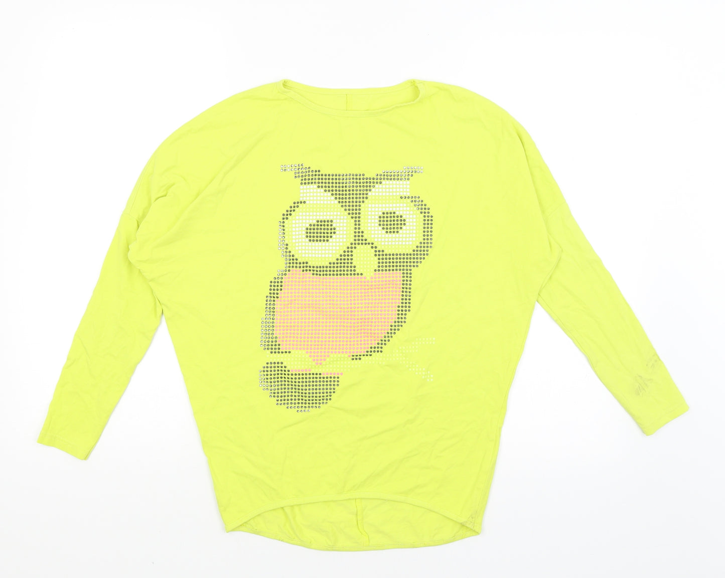 Preworn Womens Yellow   Basic T-Shirt Size 10  - owl