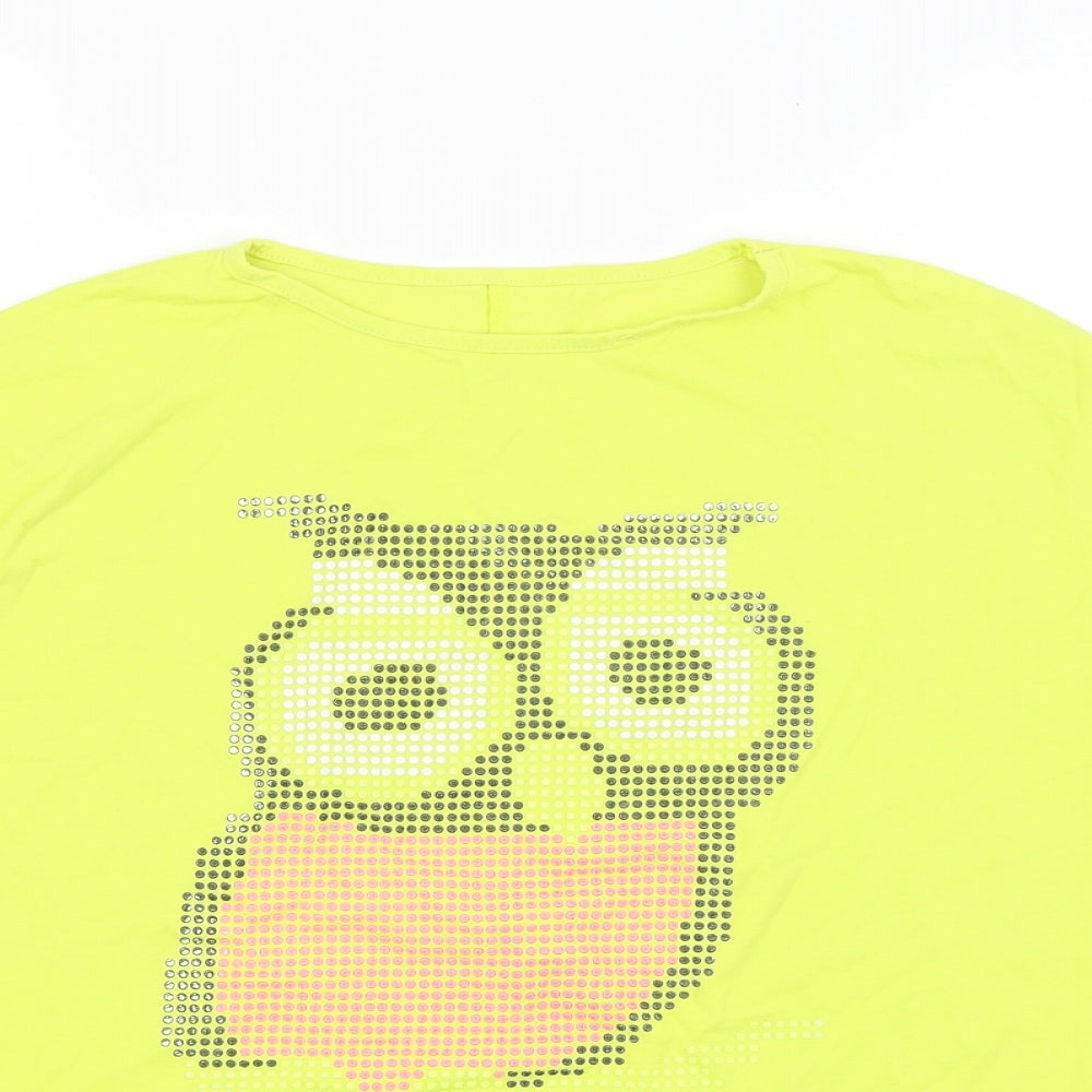 Preworn Womens Yellow   Basic T-Shirt Size 10  - owl