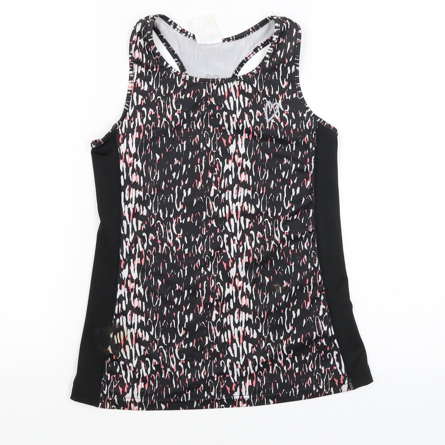 Active Fit Girls Black Animal Print  Basic Tank Size 8-9 Years