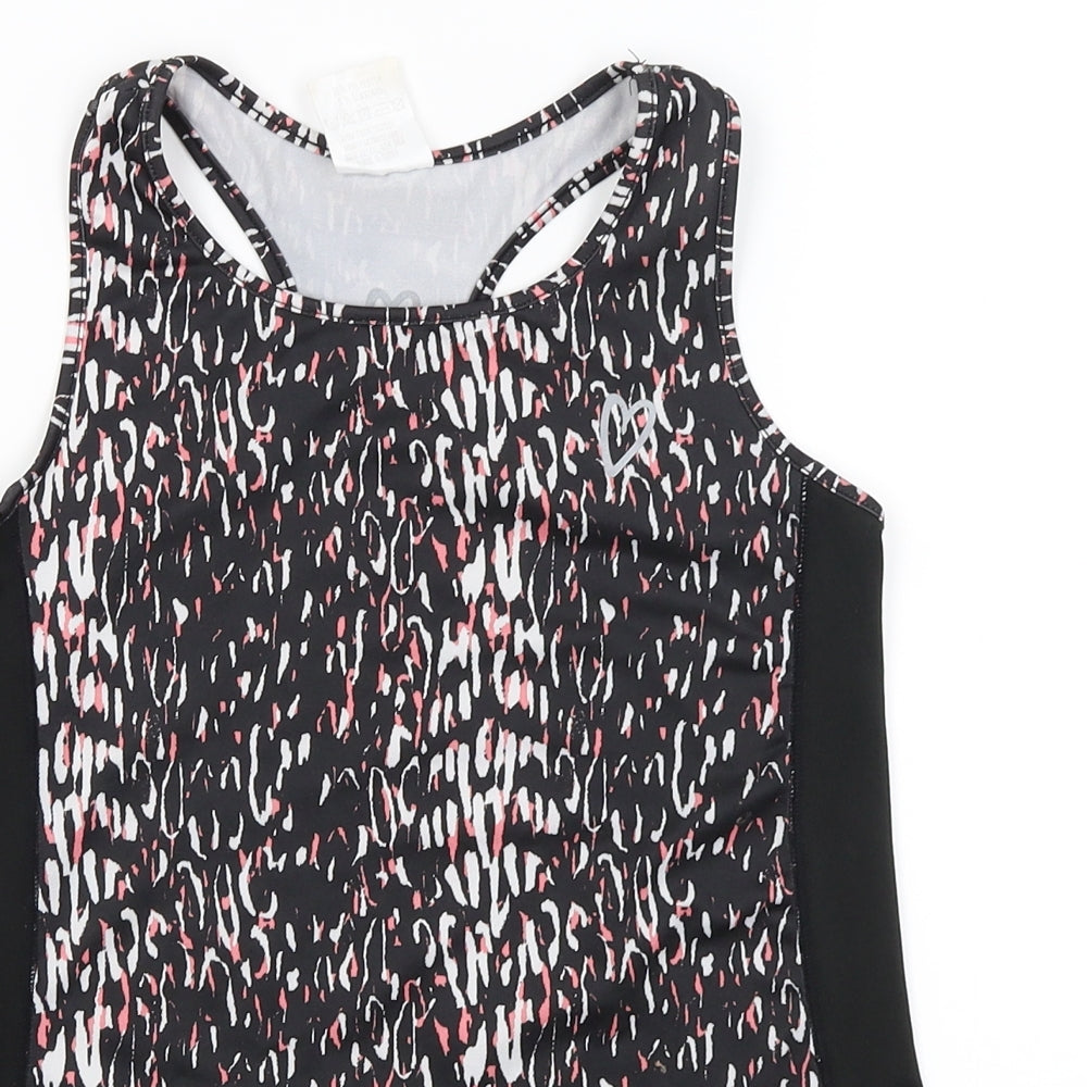 Active Fit Girls Black Animal Print  Basic Tank Size 8-9 Years