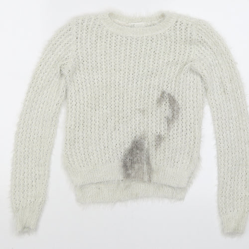 H&M Girls White   Pullover Jumper Size 9-10 Years