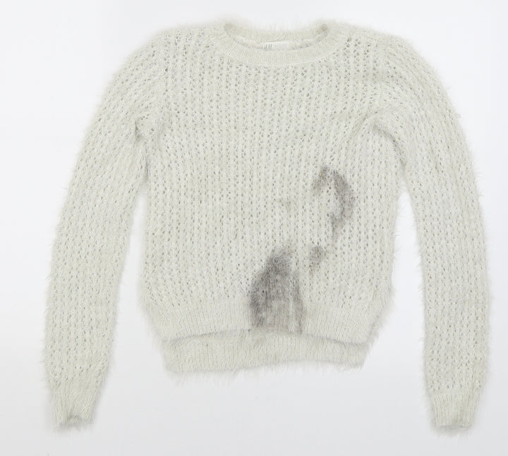 H&M Girls White   Pullover Jumper Size 9-10 Years