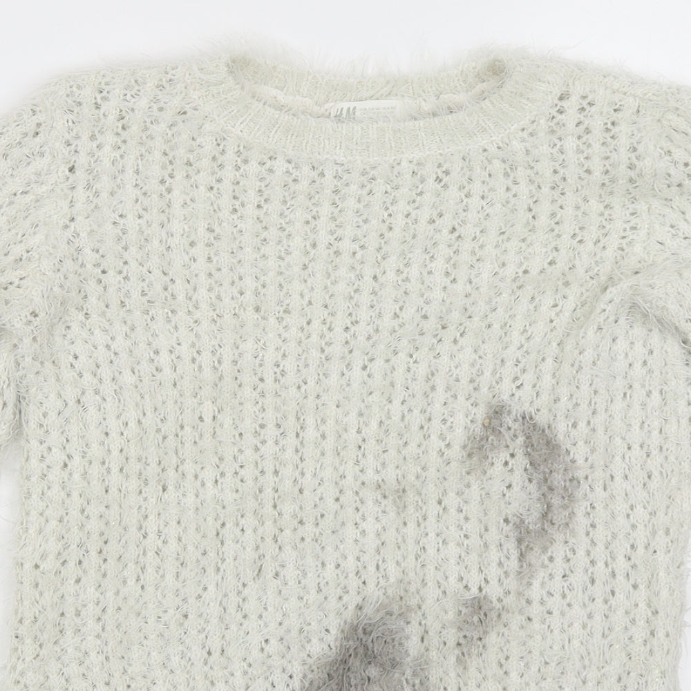 H&M Girls White   Pullover Jumper Size 9-10 Years