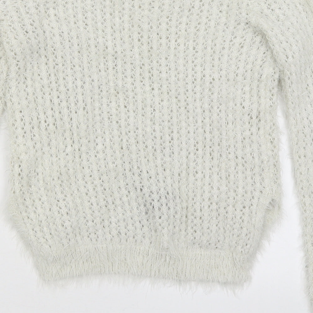 H&M Girls White   Pullover Jumper Size 9-10 Years
