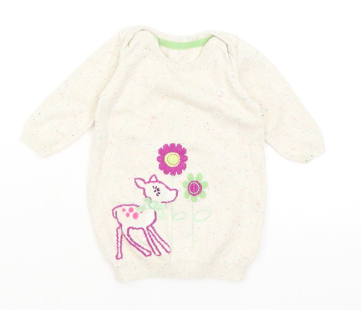 M&S Baby Ivory Pullover Jumper Size 0-3 Months - Deer