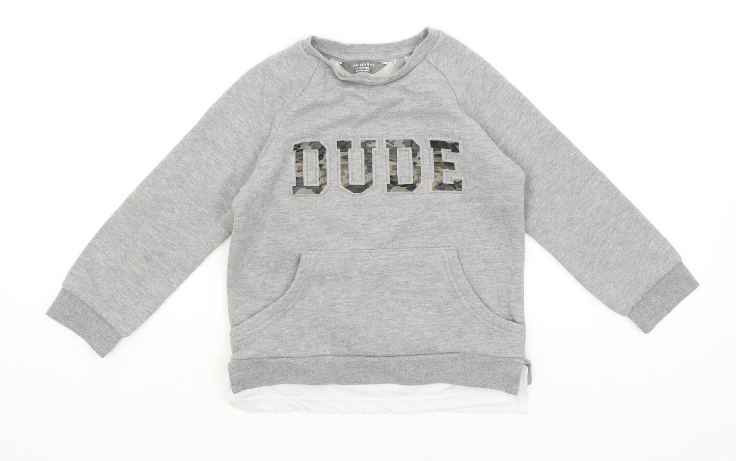 Primark Boys Grey   Pullover Sweatshirt Size 4-5 Years  - Dude
