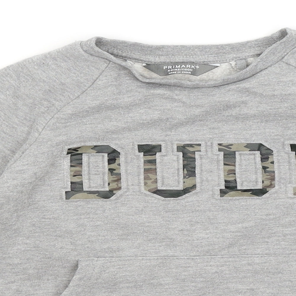 Primark Boys Grey   Pullover Sweatshirt Size 4-5 Years  - Dude