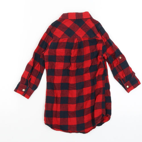Young Dimension Boys Red Plaid  Basic Button-Up Size 3-4 Years