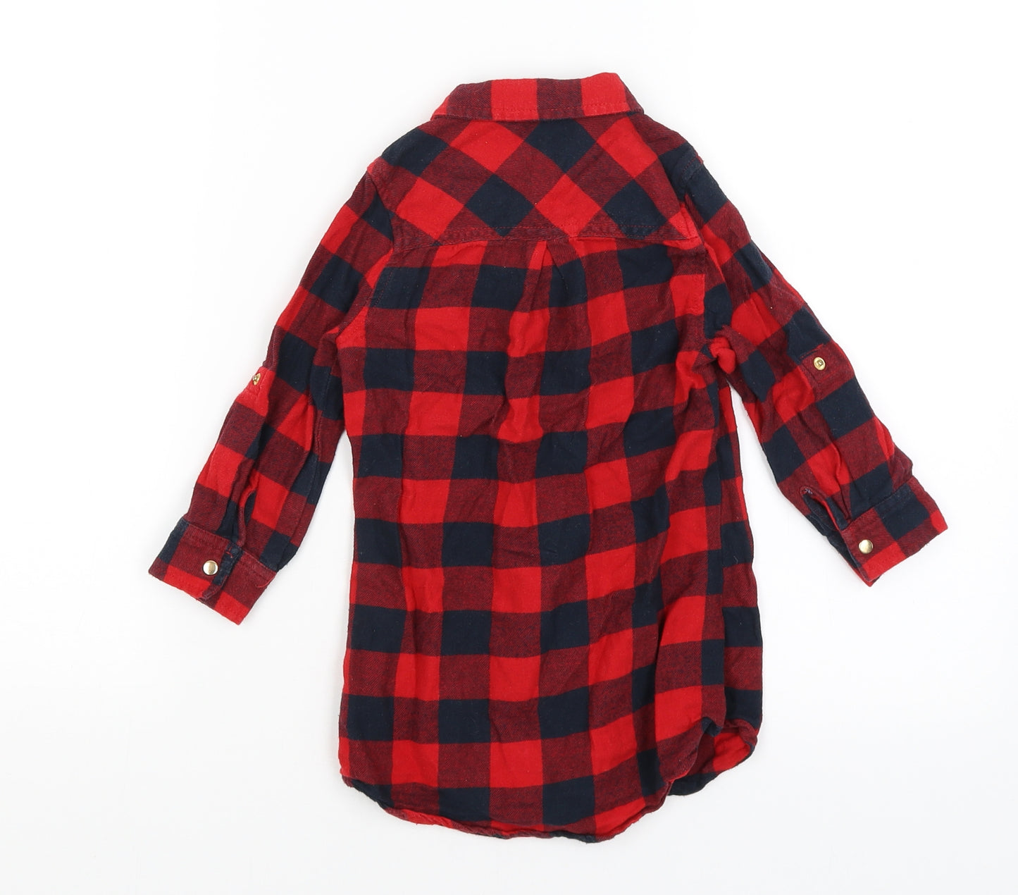 Young Dimension Boys Red Plaid  Basic Button-Up Size 3-4 Years