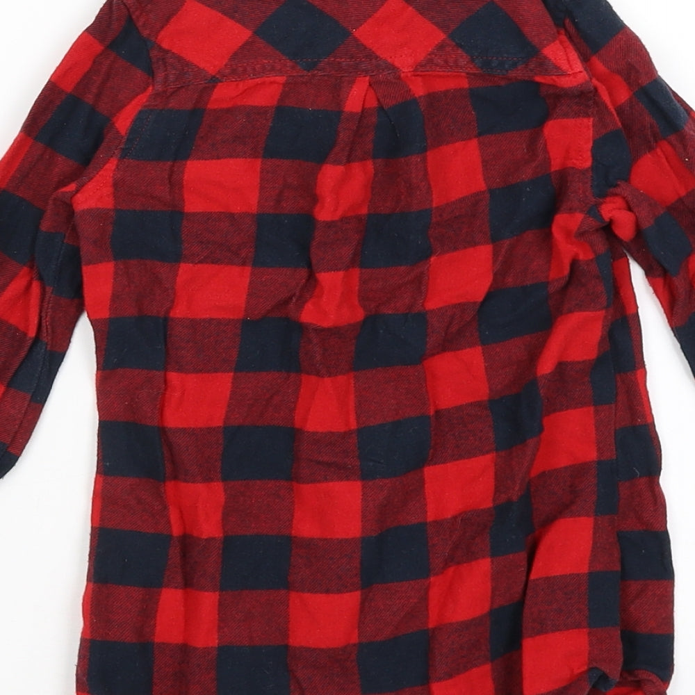 Young Dimension Boys Red Plaid  Basic Button-Up Size 3-4 Years