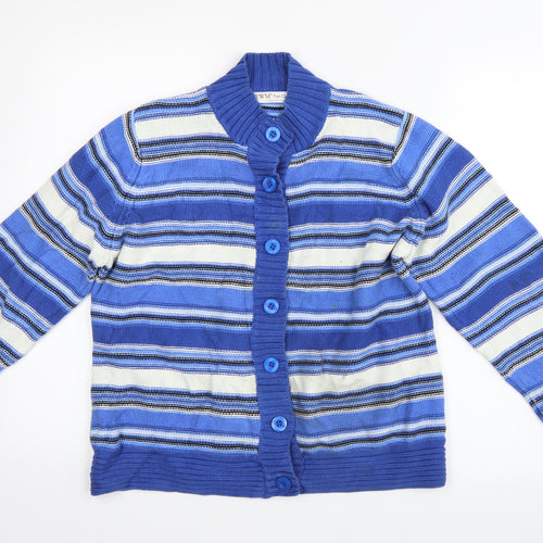 EWM Womens Blue Striped  Cardigan Jumper Size L
