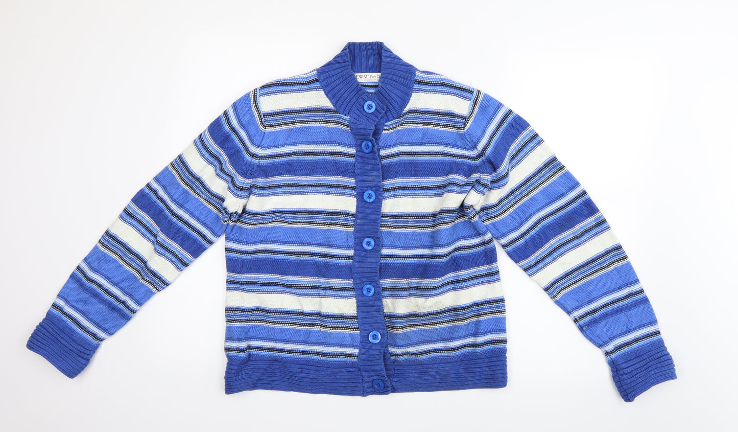EWM Womens Blue Striped  Cardigan Jumper Size L