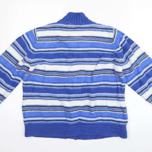 EWM Womens Blue Striped  Cardigan Jumper Size L