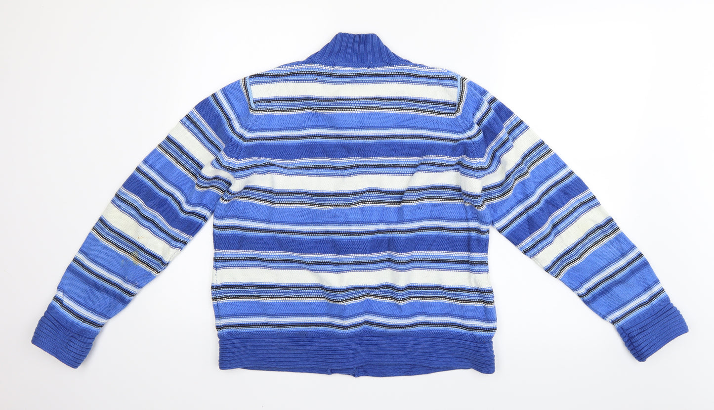 EWM Womens Blue Striped  Cardigan Jumper Size L