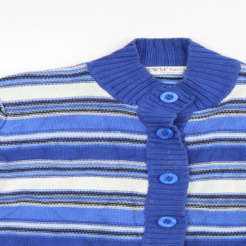EWM Womens Blue Striped  Cardigan Jumper Size L