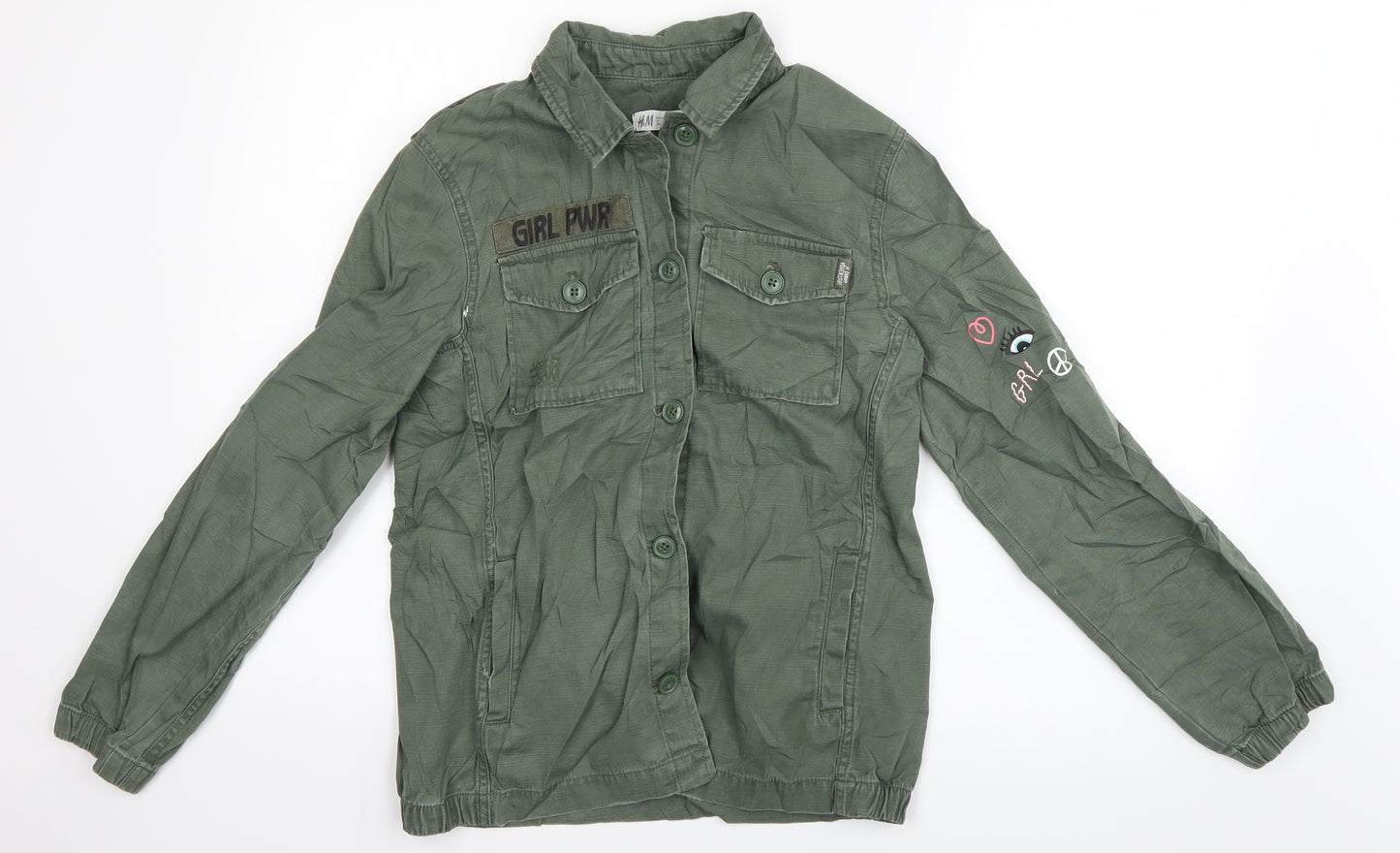 H&M Girls Green   Basic Jacket Jacket Size 11-12 Years