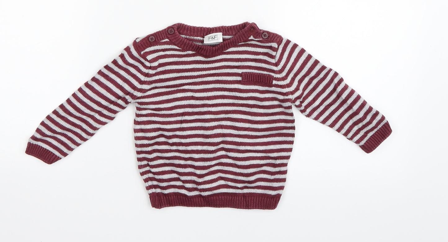 F&F Baby Red Striped  Basic T-Shirt Size 6-9 Months