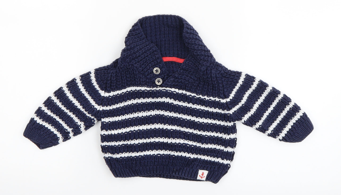 Marks and Spencer Baby Blue Striped  Pullover Jumper Size 6-9 Months