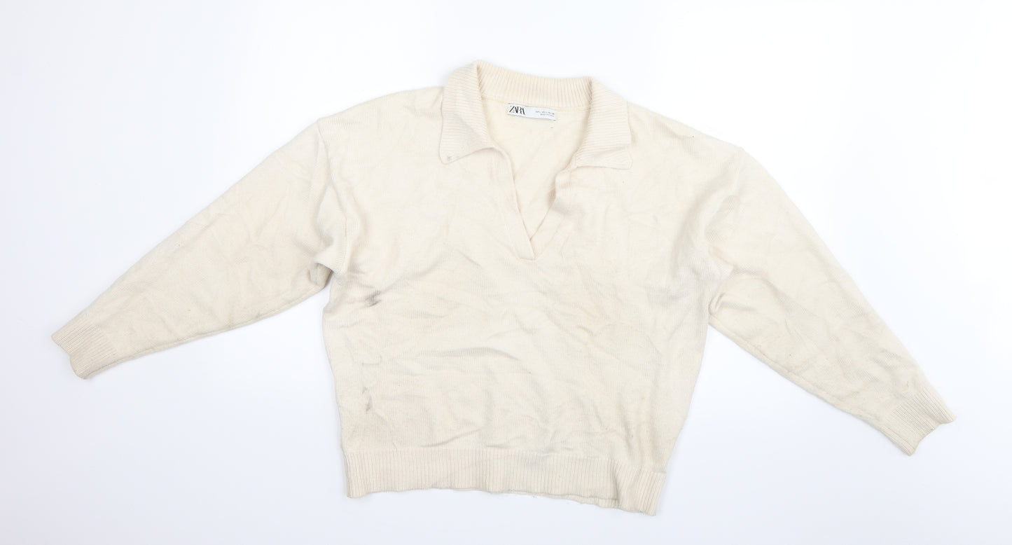 Zara Womens Ivory   Pullover Jumper Size L