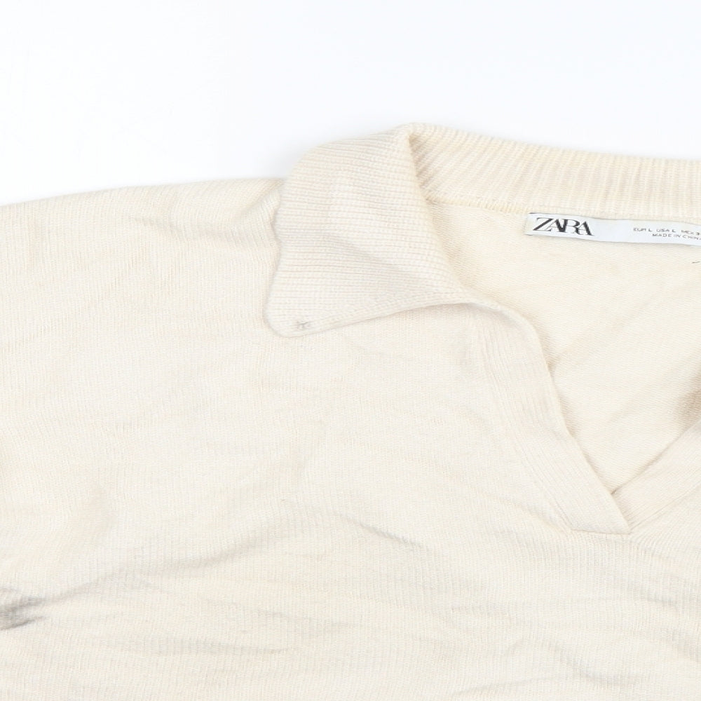 Zara Womens Ivory   Pullover Jumper Size L