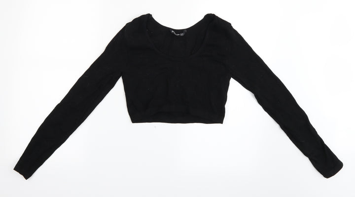Stradivarius Womens Black Cropped T-Shirt Size XL