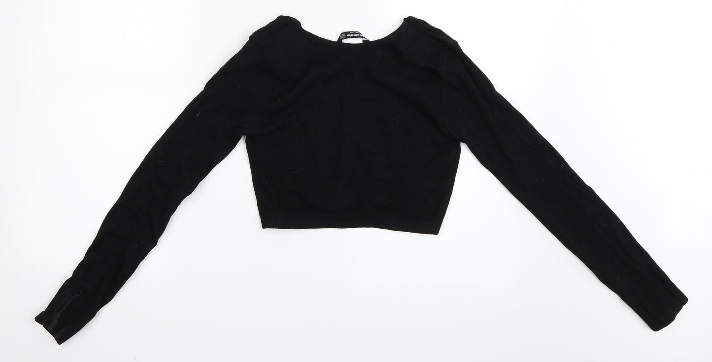 Stradivarius Womens Black   Cropped T-Shirt Size XL