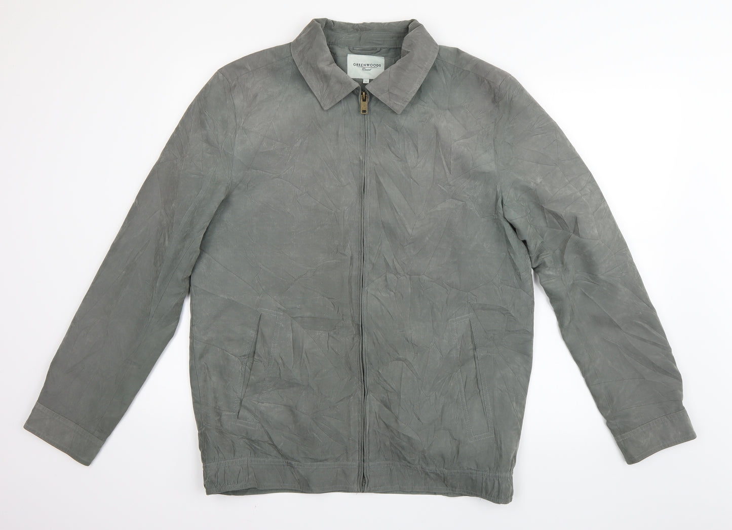 Greenwoods Casual Mens Green  Satin Bomber Jacket Coat Size S