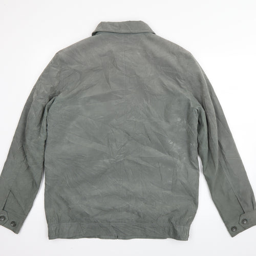 Greenwoods Casual Mens Green  Satin Bomber Jacket Coat Size S