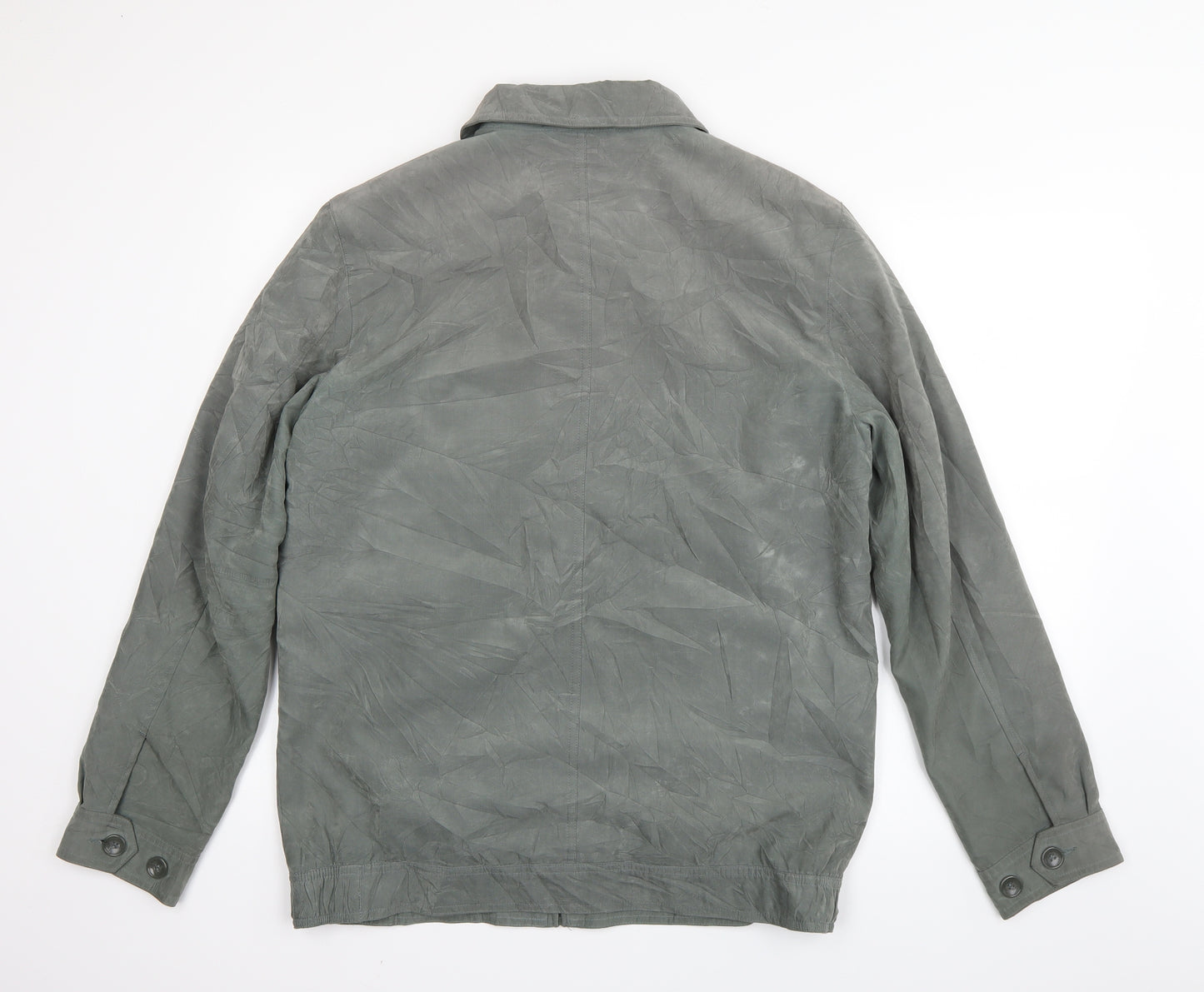 Greenwoods Casual Mens Green  Satin Bomber Jacket Coat Size S