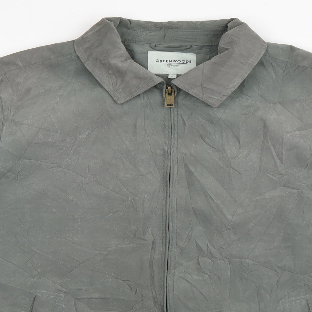 Greenwoods Casual Mens Green  Satin Bomber Jacket Coat Size S