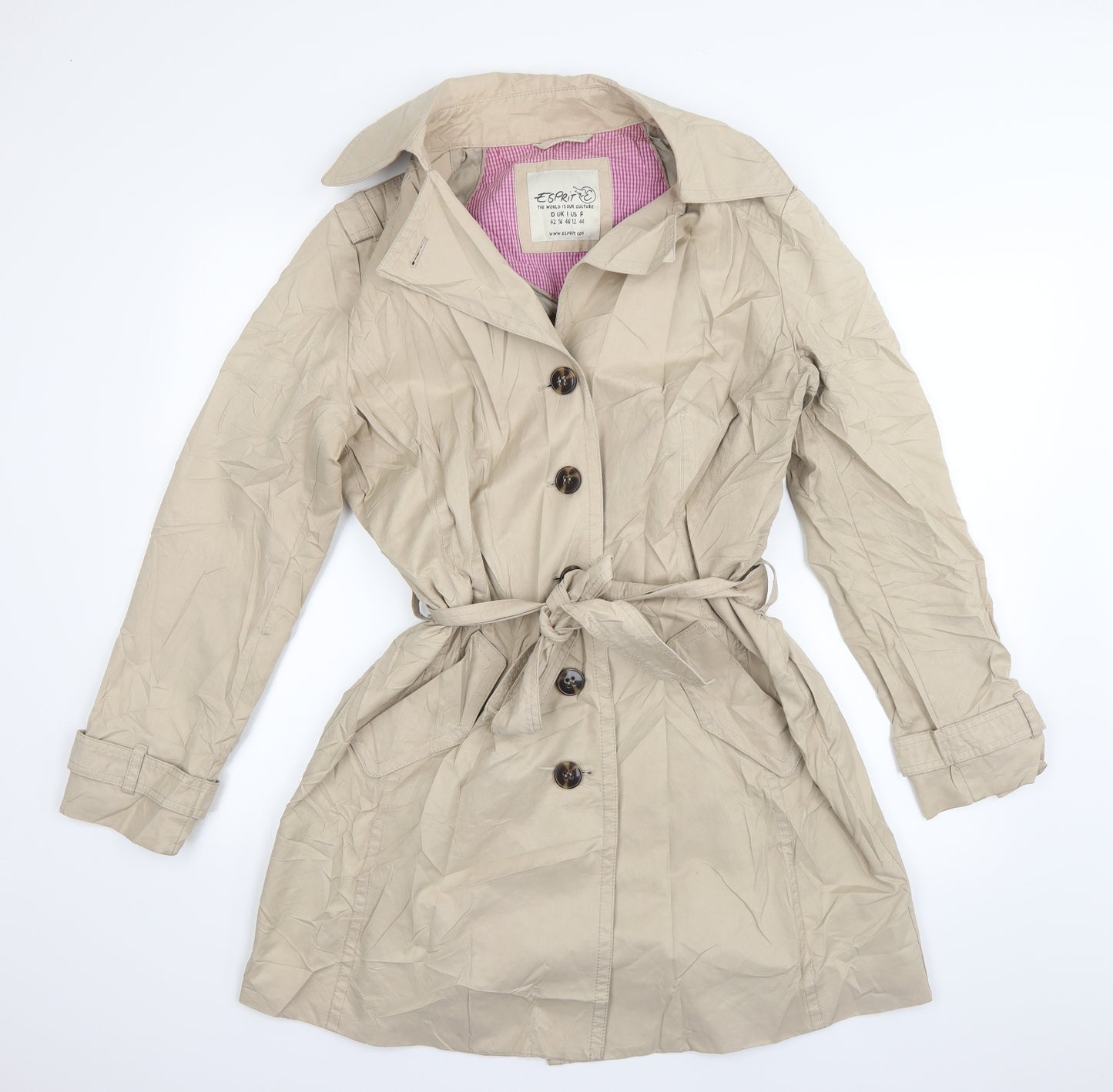 Espirit Womens Beige   Trench Coat Coat Size 16
