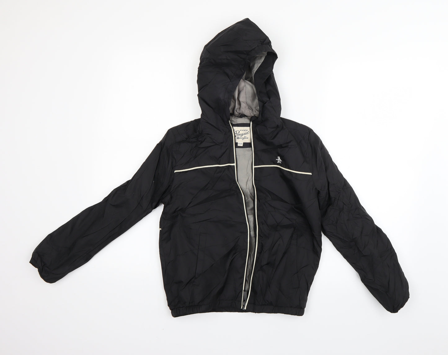Original Penguin Boys Black   Windbreaker Coat Size 10-11 Years