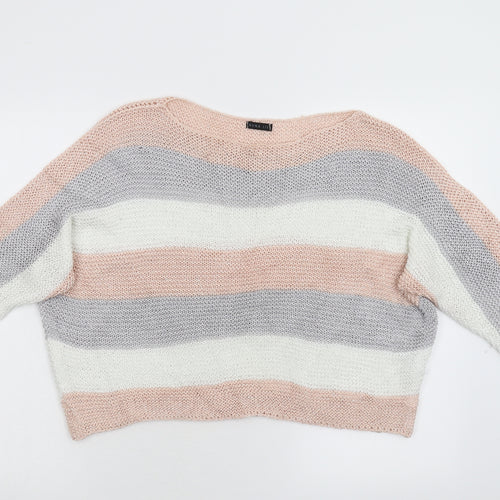 Nuna Lie Womens Multicoloured Striped Knit Pullover Jumper Size L  - Bat Wing