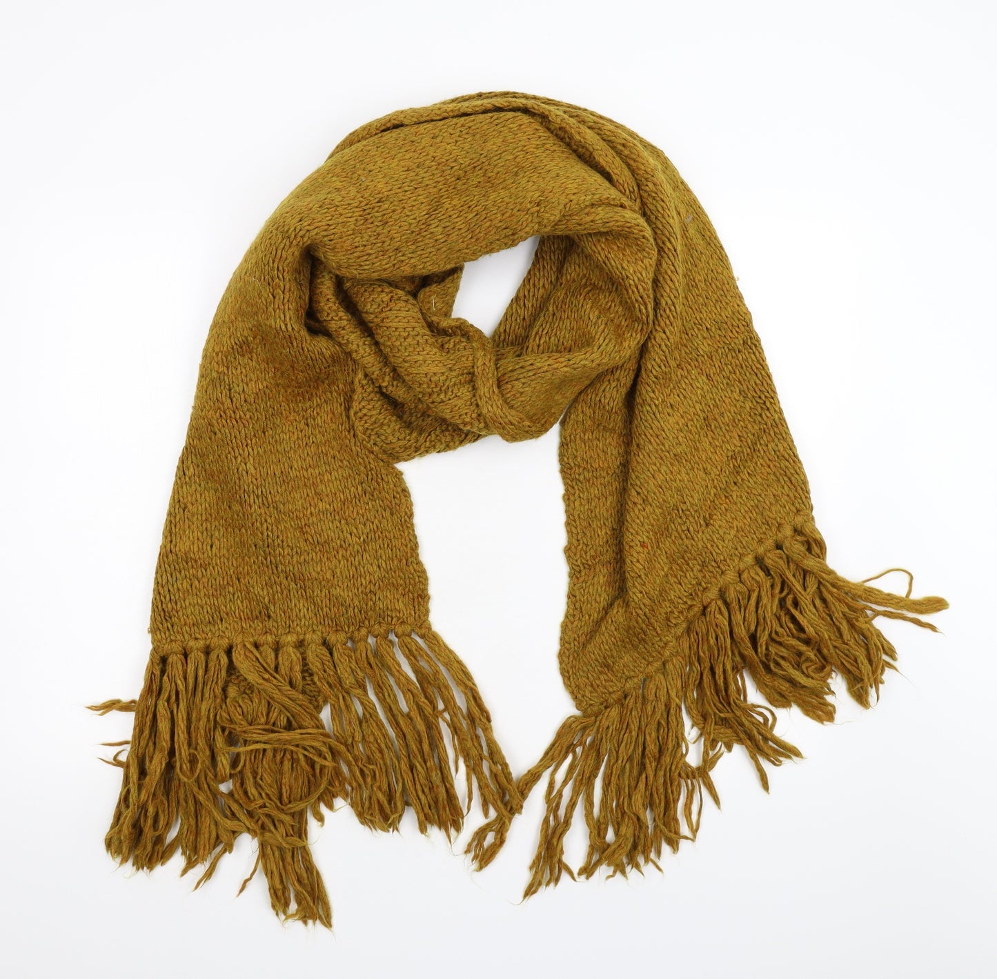 Preworn Unisex Orange  Knit  Scarf   - Large Chunky