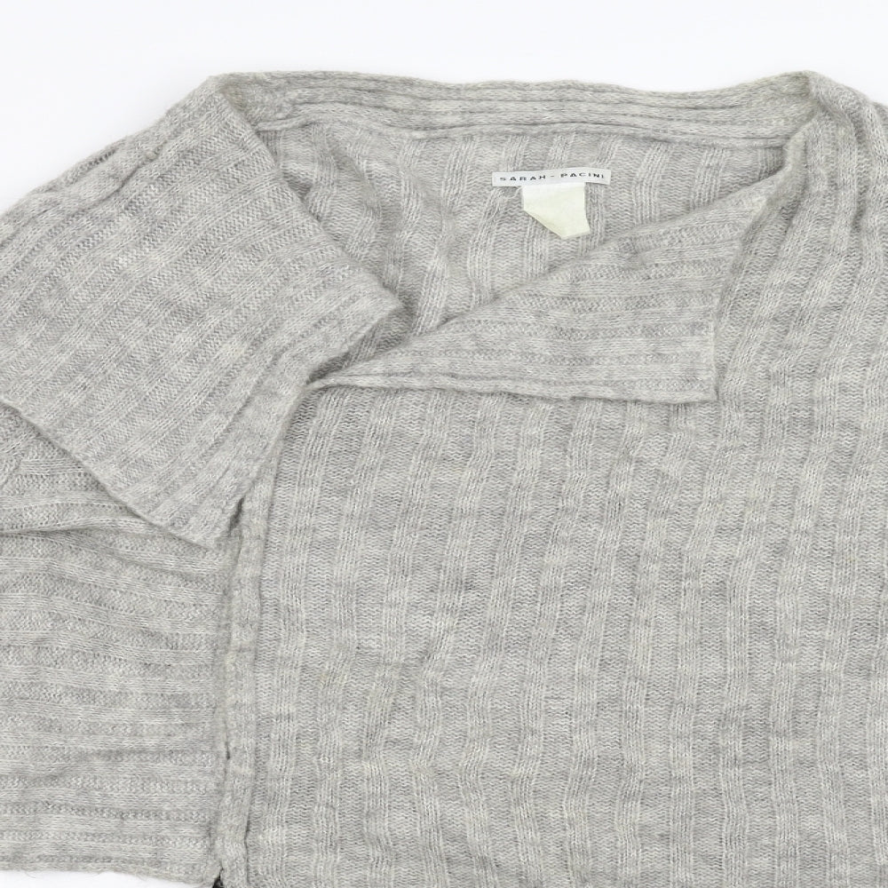 Sarah Pacini Womens Grey  Knit Cardigan Jumper Size L
