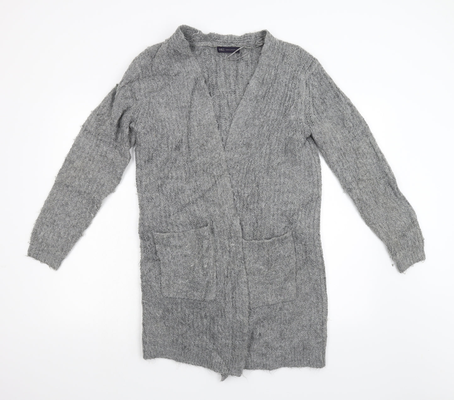 M&S Womens Grey  Knit Cardigan Jumper Size S