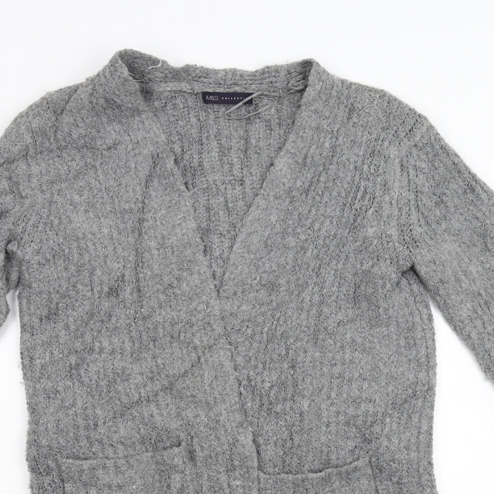 M&S Womens Grey  Knit Cardigan Jumper Size S
