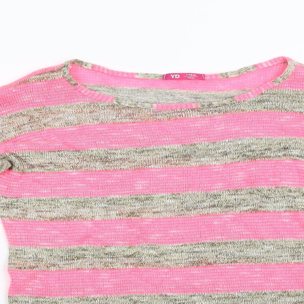 YD Girls Multicoloured Striped Knit Pullover Jumper Size 11-12 Years