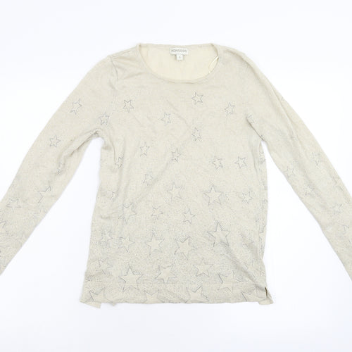 Monsoon Womens Beige Geometric Knit Pullover Jumper Size S