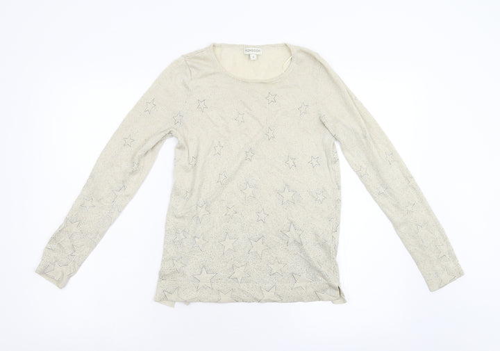 Monsoon Womens Beige Geometric Knit Pullover Jumper Size S