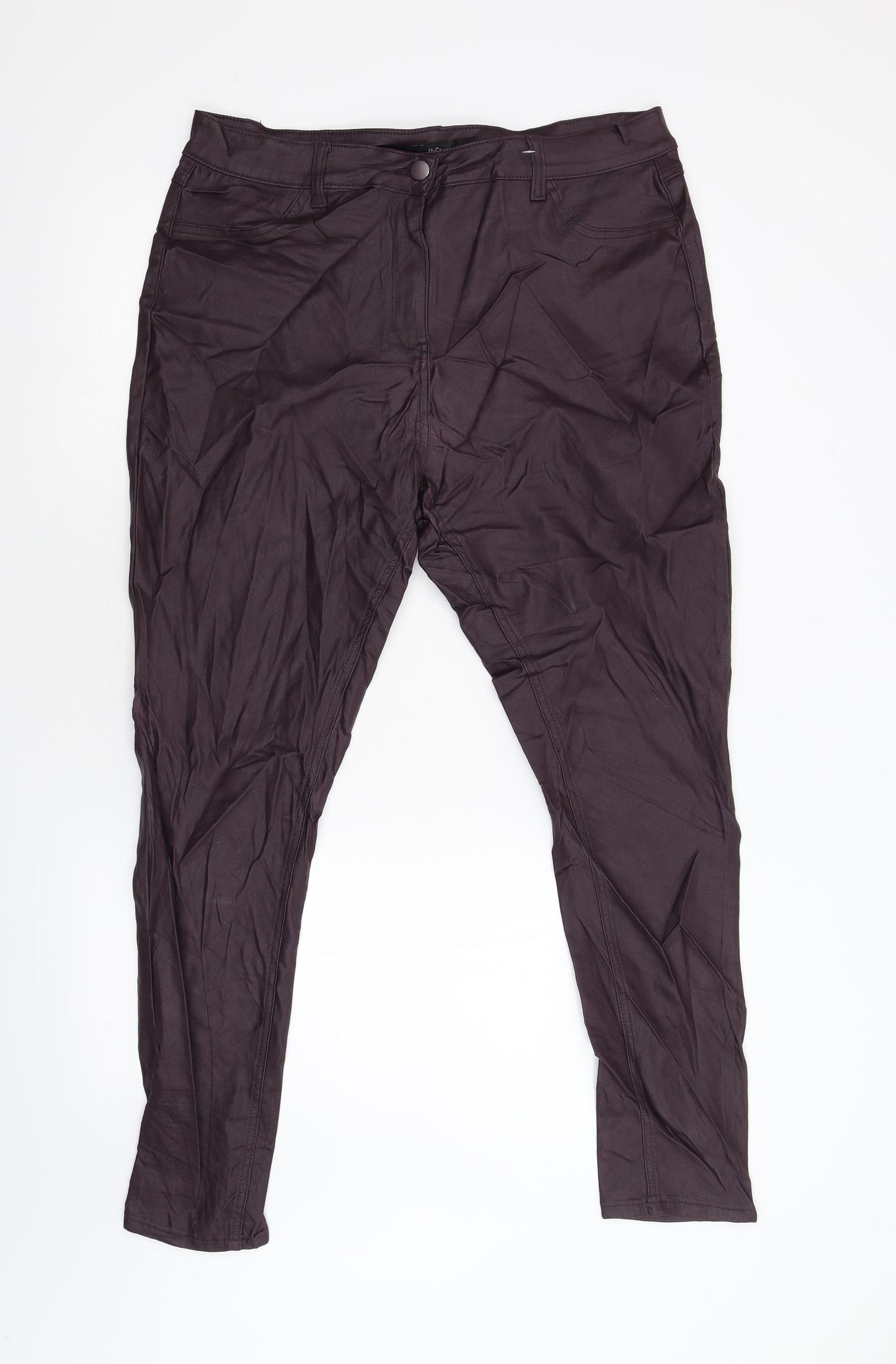 M&Co Womens Red   Trousers  Size 18 L28 in - Wet Look