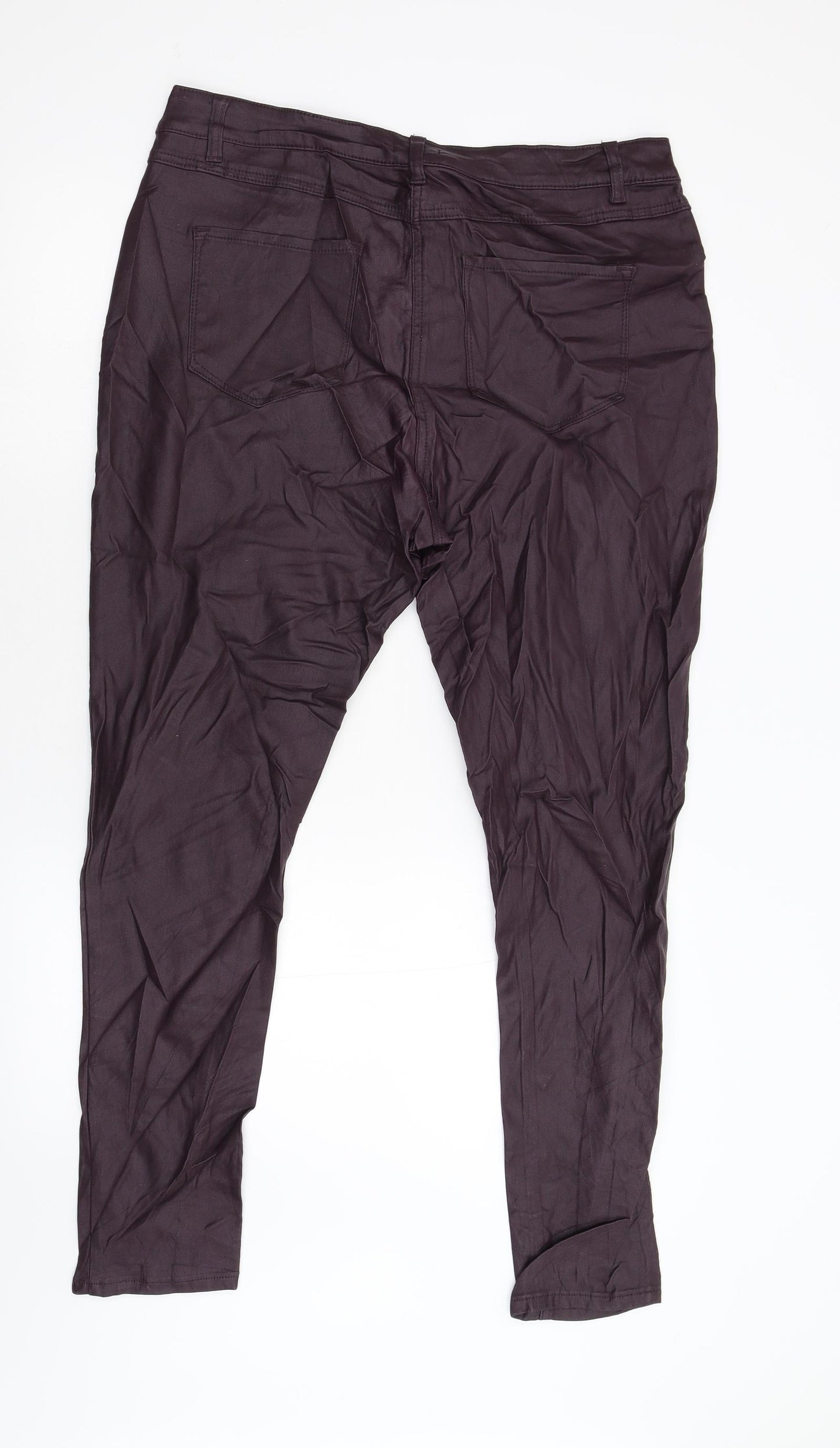 M&Co Womens Red   Trousers  Size 18 L28 in - Wet Look