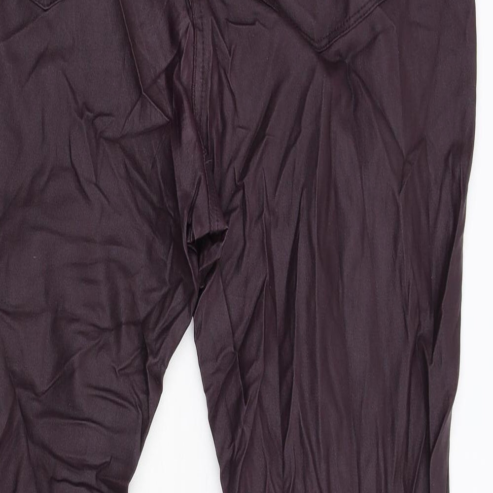 M&Co Womens Red   Trousers  Size 18 L28 in - Wet Look