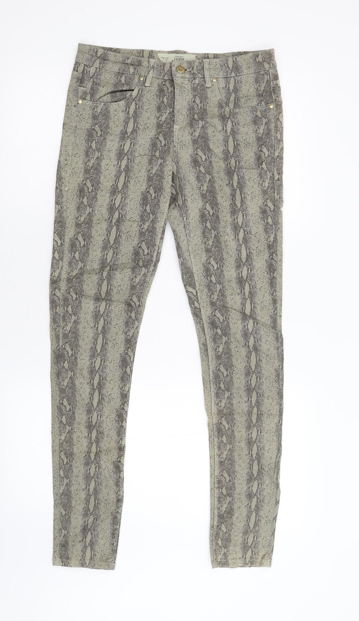 Topshop Womens Beige Animal Print Trousers Size 28 L30 in