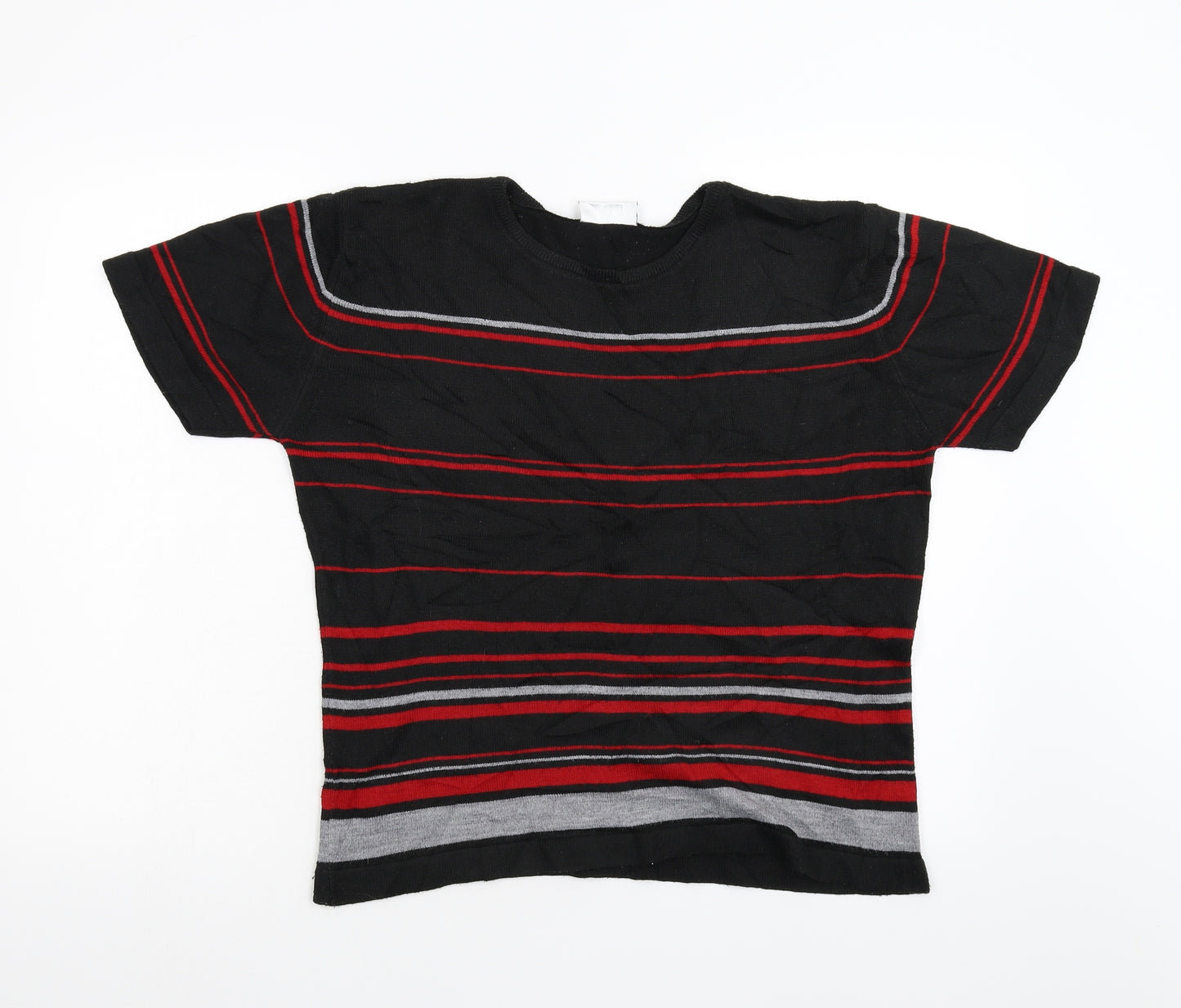 Jaqnique Womens Black Striped Knit Pullover Jumper Size M