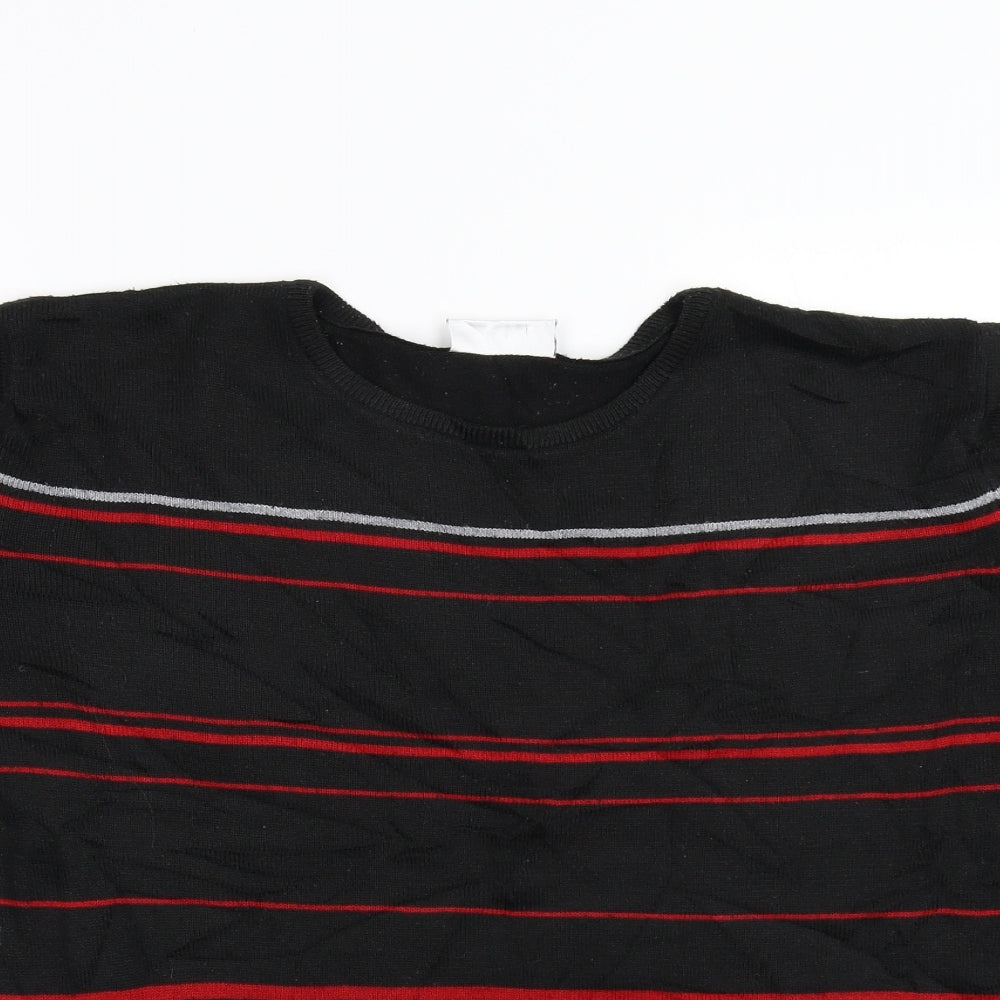 Jaqnique Womens Black Striped Knit Pullover Jumper Size M