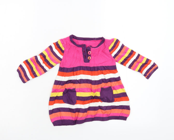 George Girls Multicoloured Striped Knit Fit & Flare Size 3-6 Months