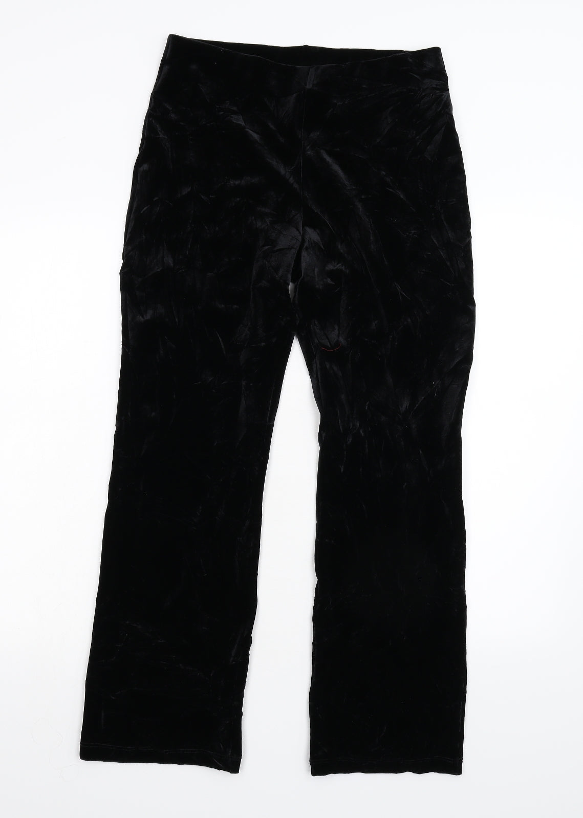 M&S Womens Black  Velvet Trousers  Size 10 L28 in