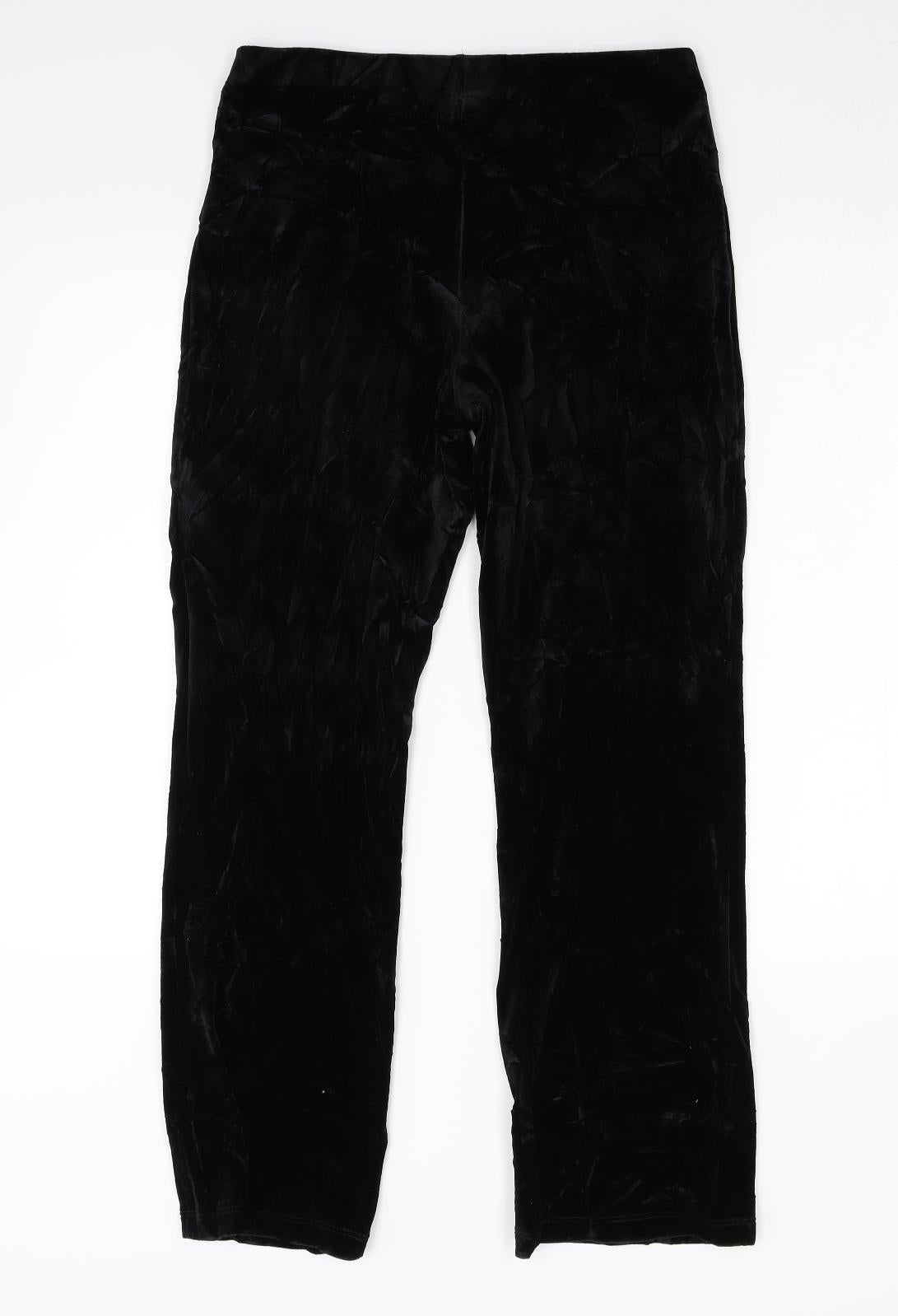 M&S Womens Black  Velvet Trousers  Size 10 L28 in