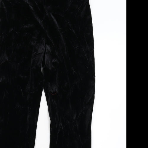 M&S Womens Black  Velvet Trousers  Size 10 L28 in